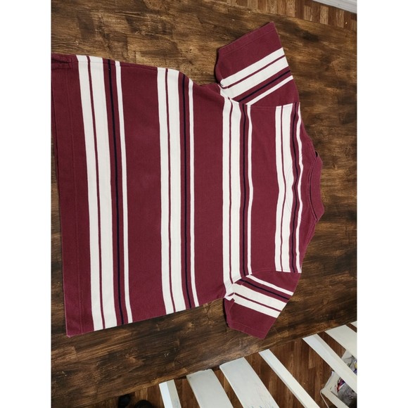 Kani Men's size 2XL Red & White Striped Polo button up Short Sleeve shirt - Picture 7 of 8